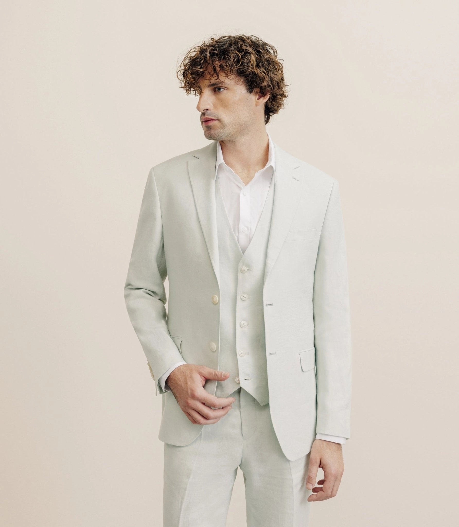 Veste ville 100% lin séparable vert eau