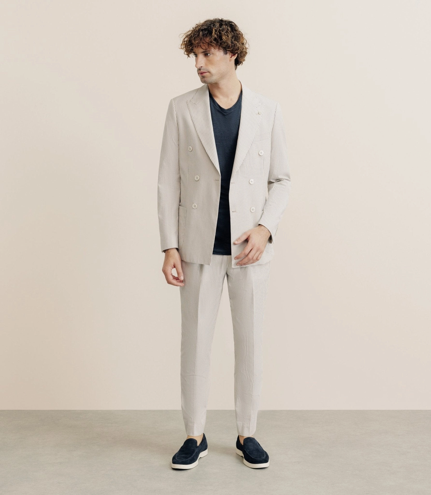 Veste ville croisée 6 boutons beige