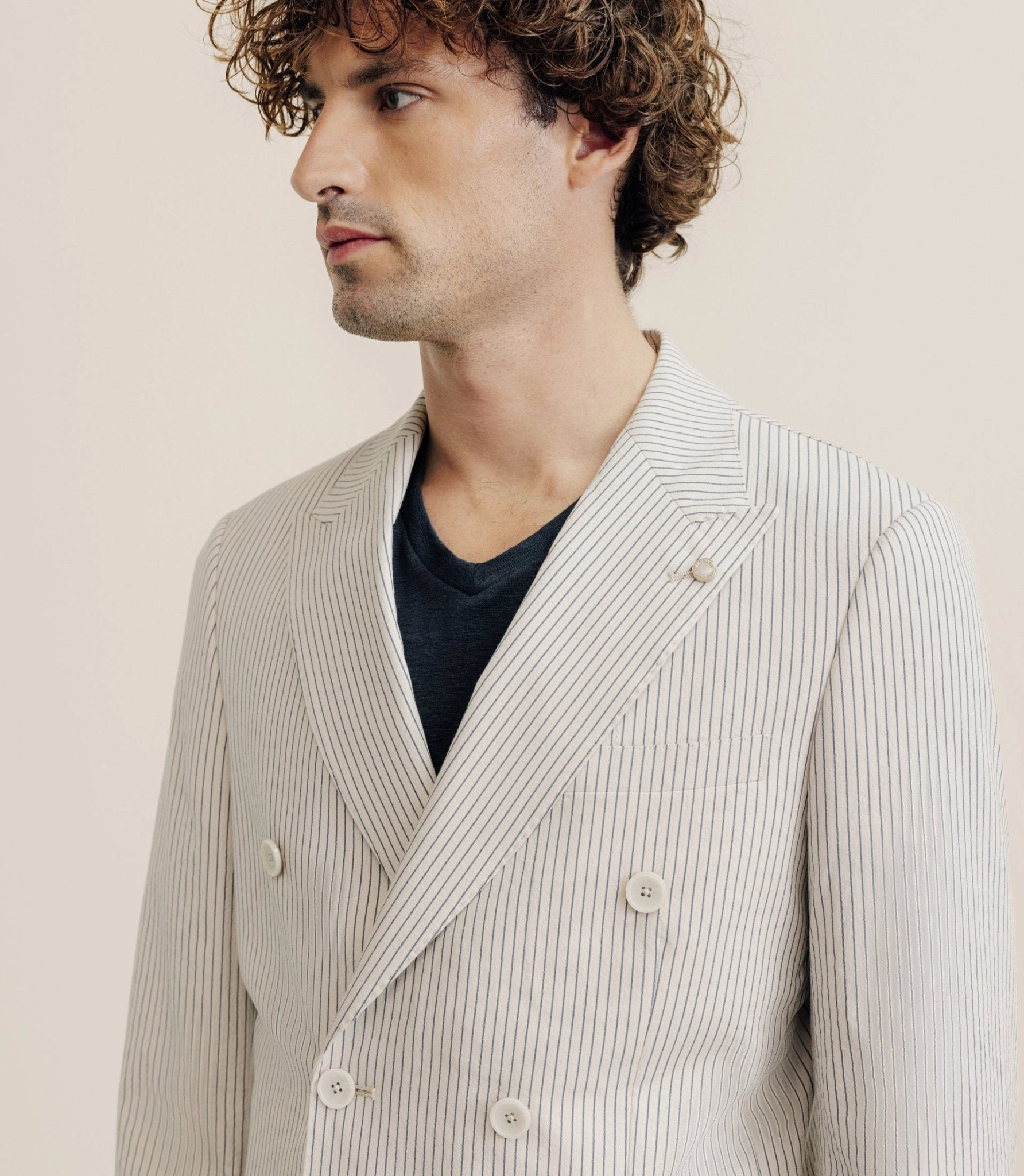 Veste ville croisée 6 boutons beige