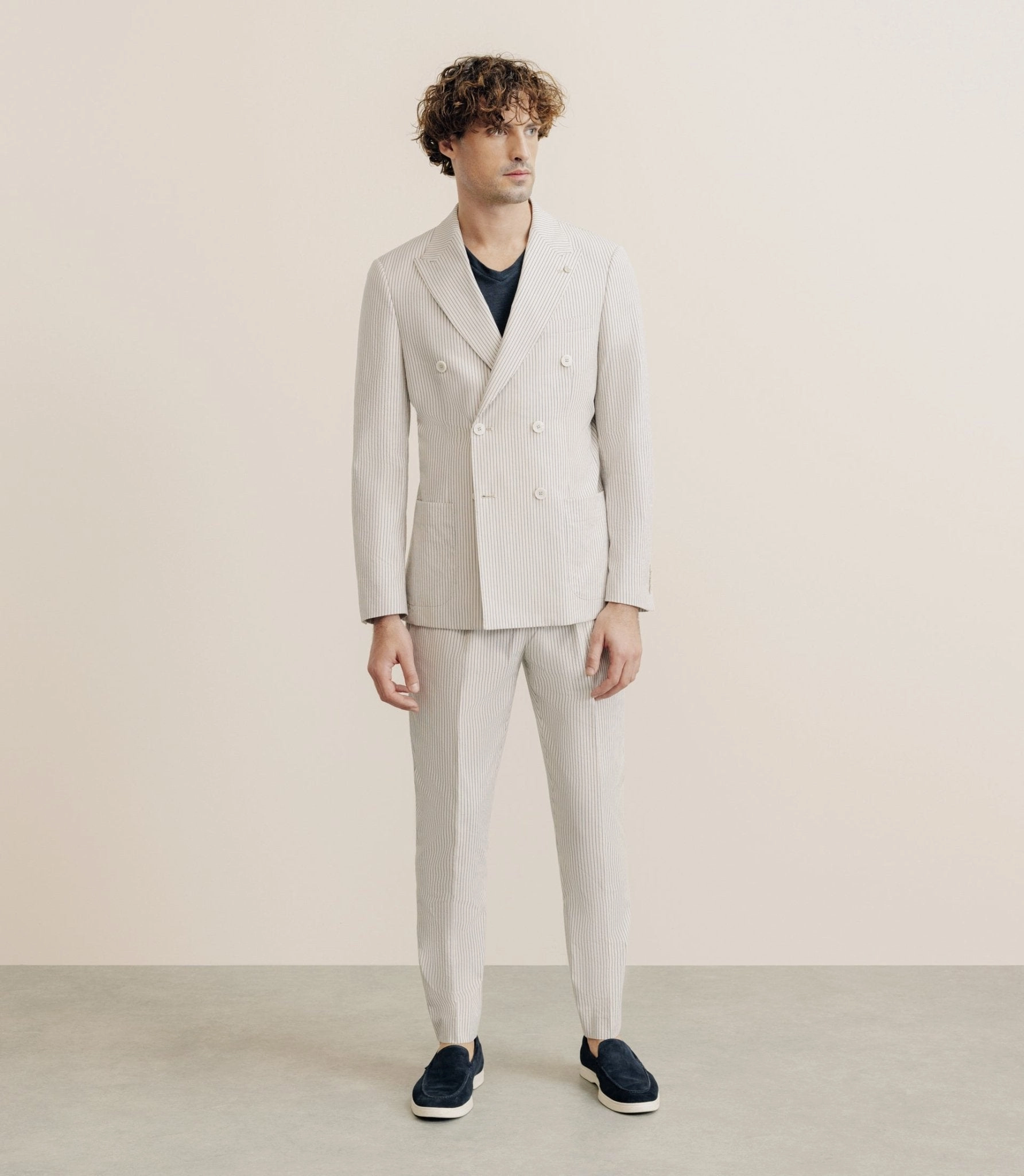 Veste ville croisée 6 boutons beige