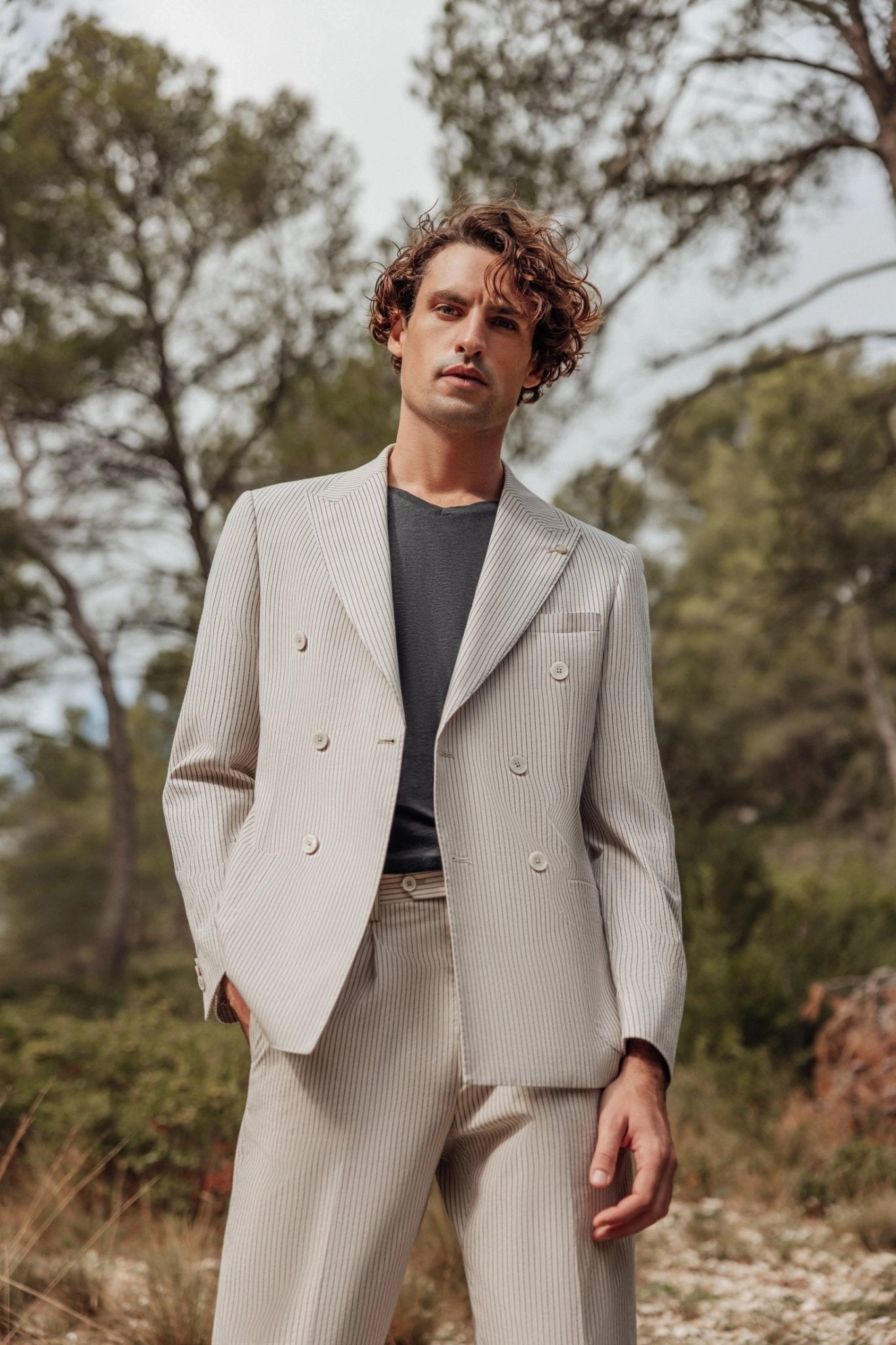 Veste ville croisée 6 boutons beige