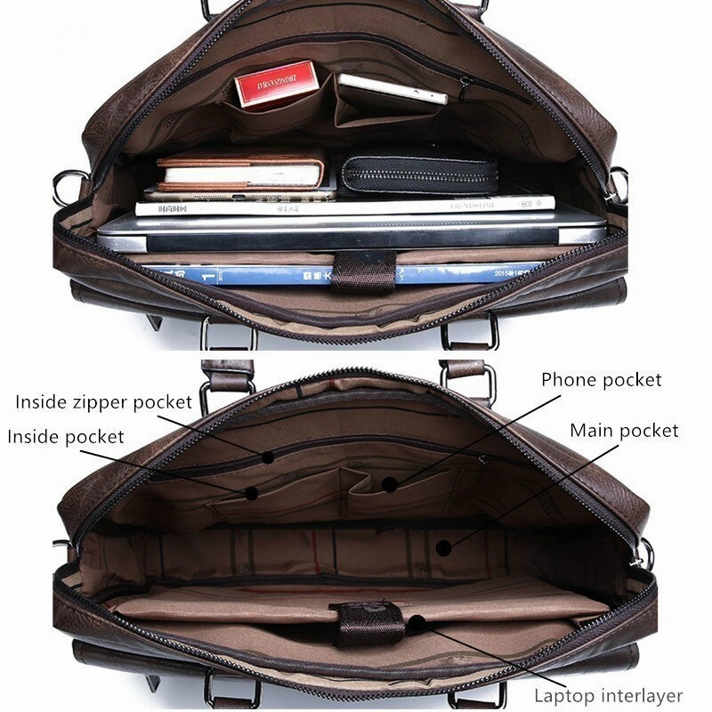 West Louis™ Exclusive Design Split Leather Briefcase