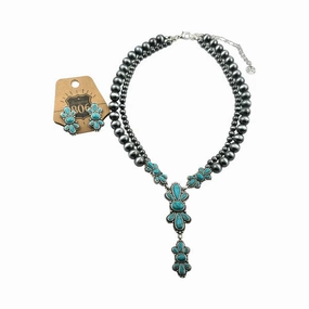 Western Style Burnished Butterfly Y Necklace Set