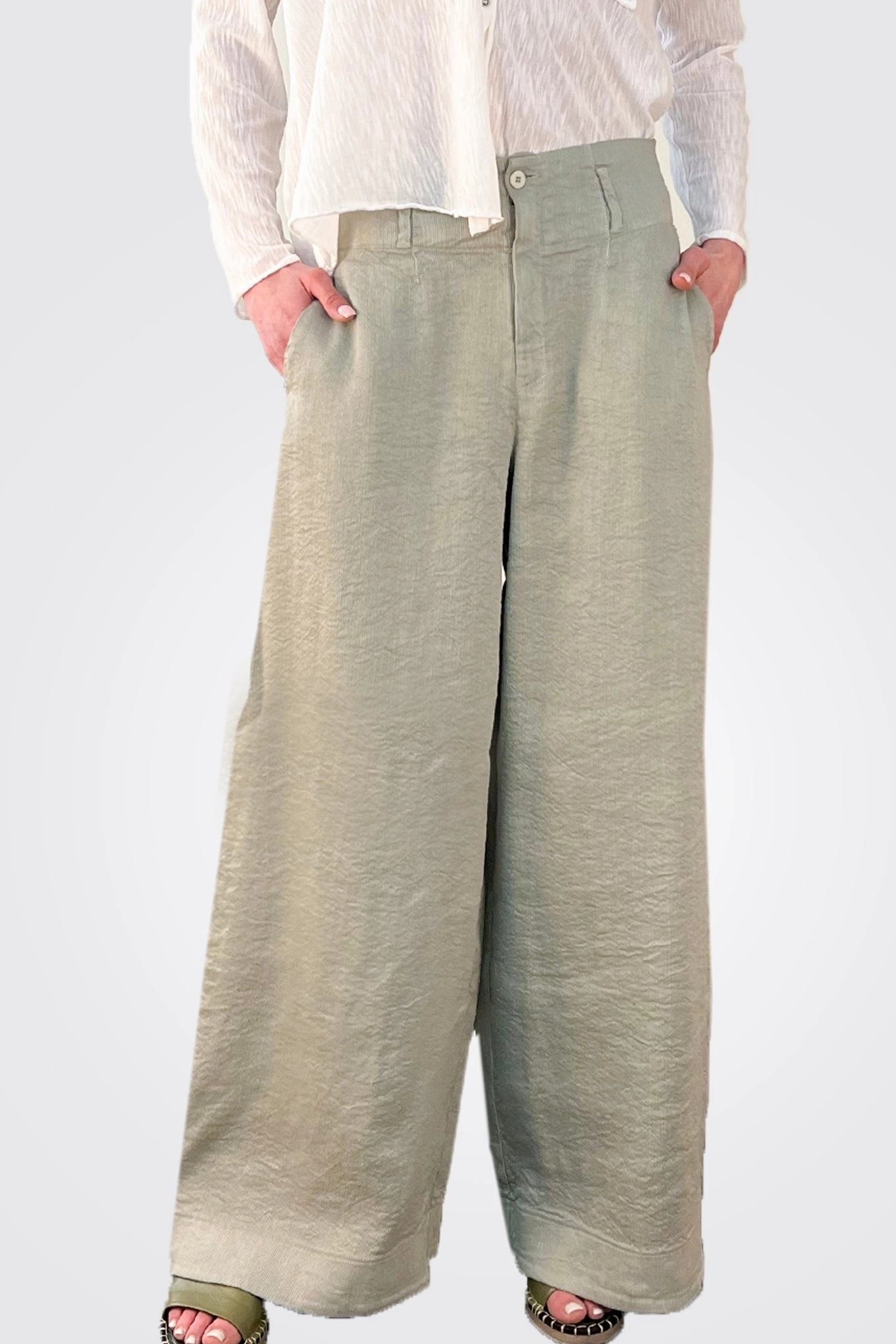 Wide Leg Trousers - Green Water