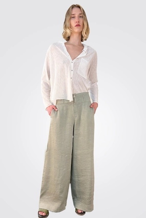 Wide Leg Trousers - Green Water