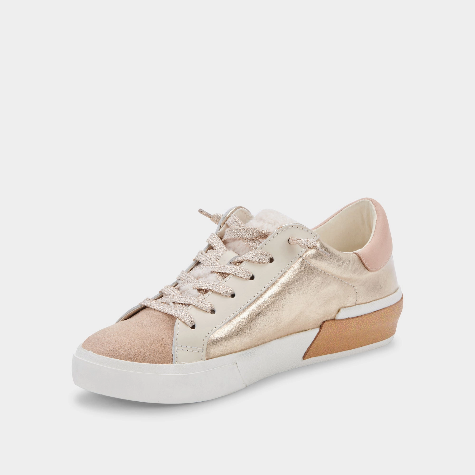ZINA PLUSH SNEAKERS GOLD LEATHER