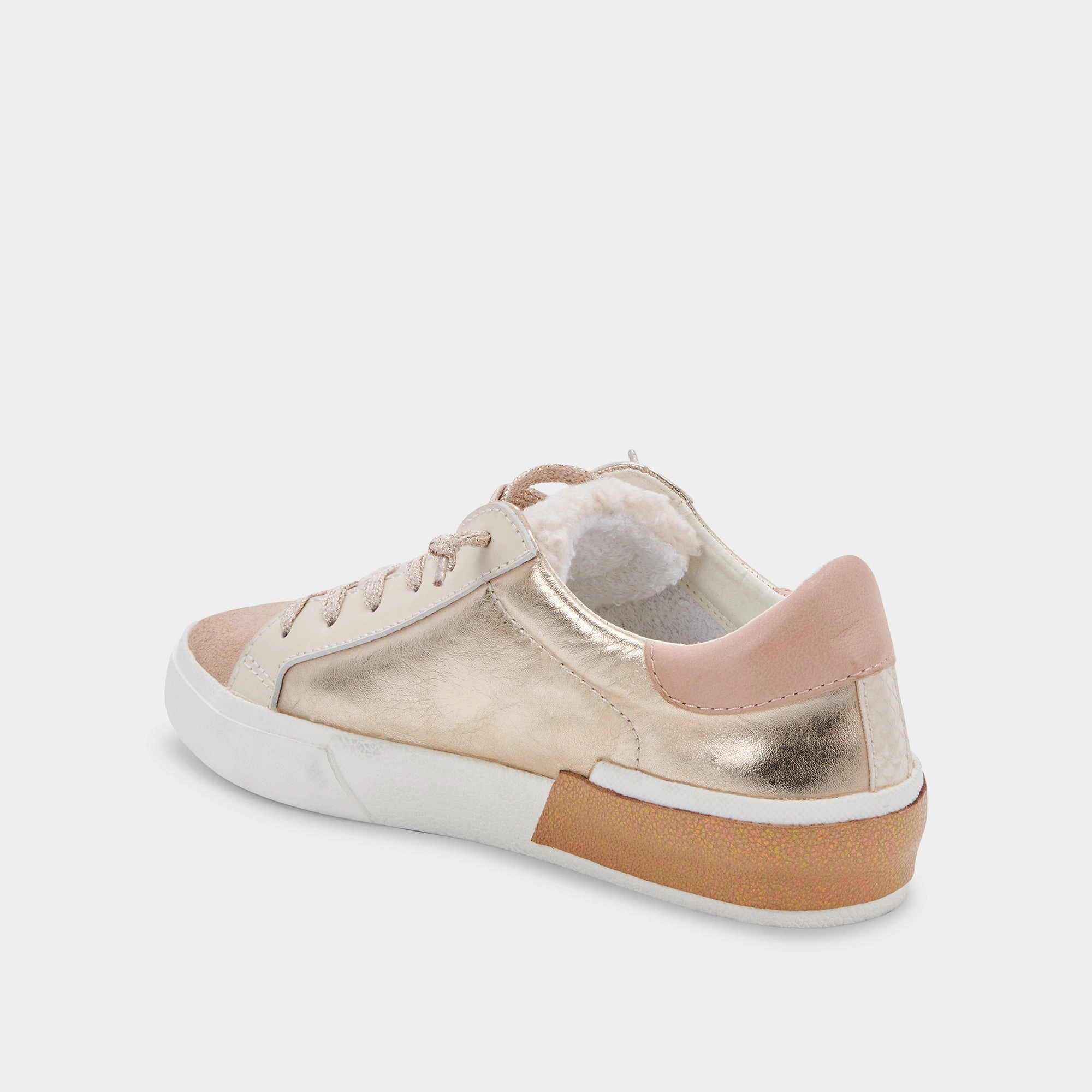 ZINA PLUSH SNEAKERS GOLD LEATHER